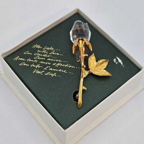 Swarovski Crystal Memories Accessories Rose Brooch Pin w/ Original Box - Picture 1 of 12